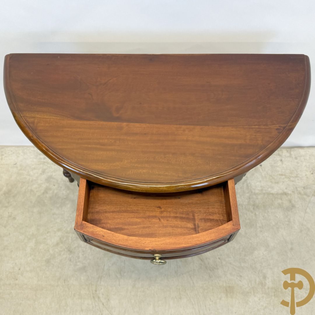 Notelaren halve maan console met lade