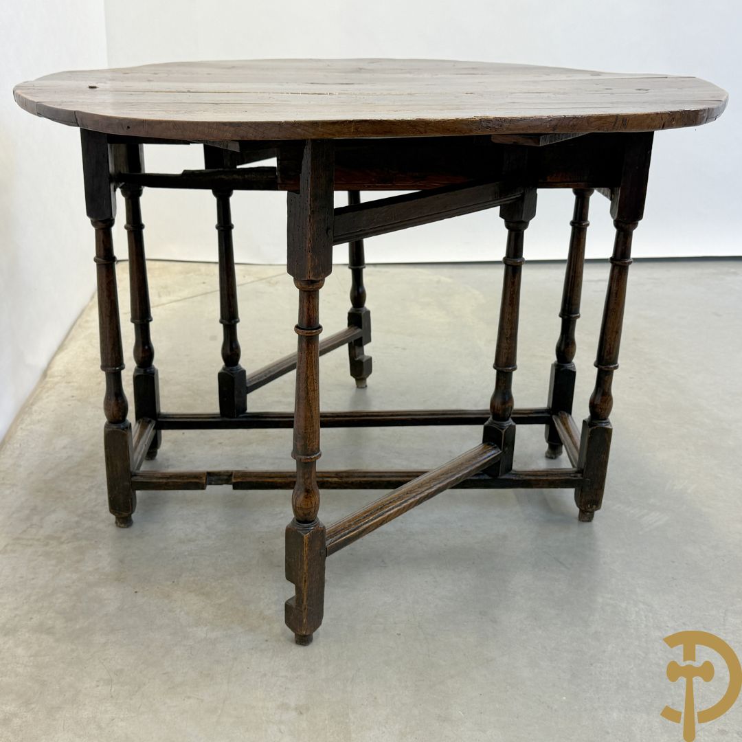 Massief eiken Engelse openklapbare gatelegg tafel met lade