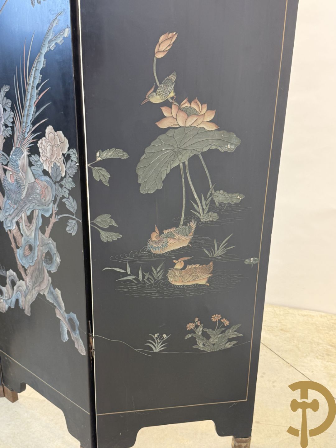 Vierdelige Chinese paravan met landschapsdecor