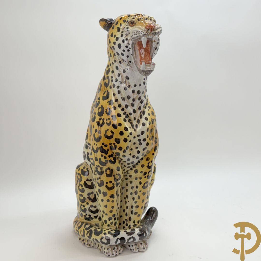 Italiaans gekleurd keramieken vintage luipaard, jaren 