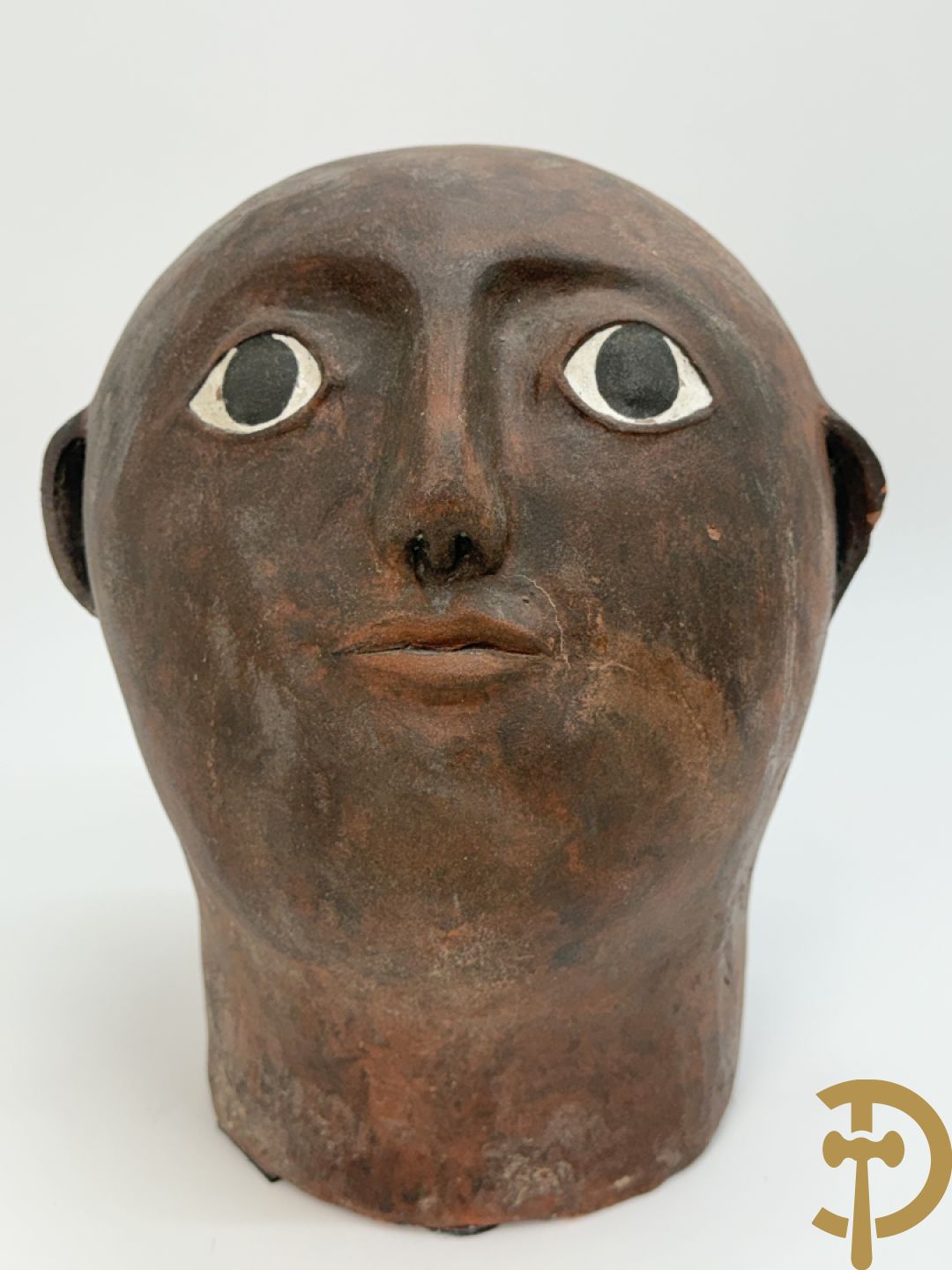 CALUWIER Carlos gestempeld binnenin, paar keramieken hoofden + Handbeschilderde ovale schotel van Caluwier Carlos