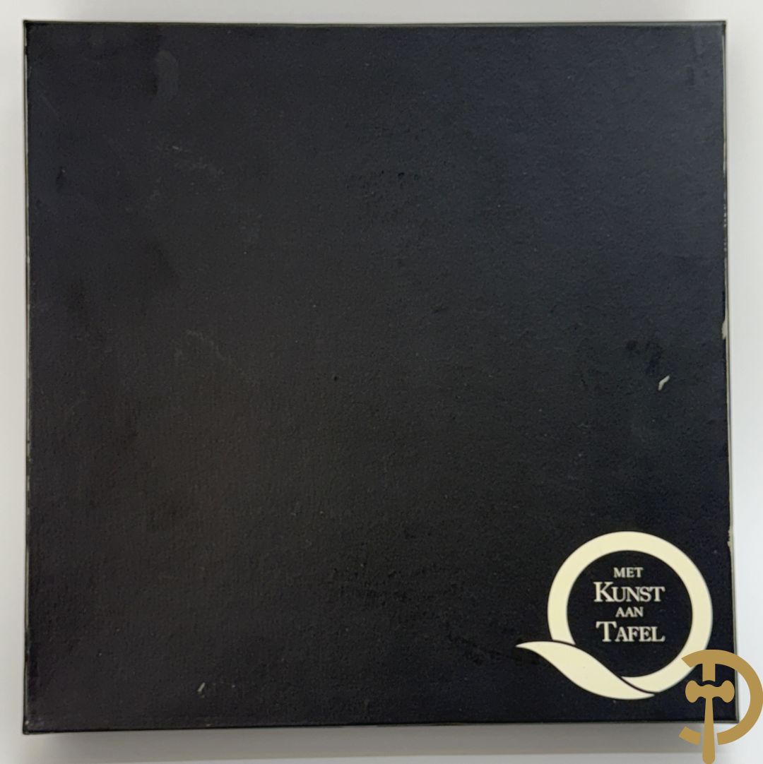 RAVEEL R. getekend - Porseleinen vierkante plakkette mes, vork, lepel