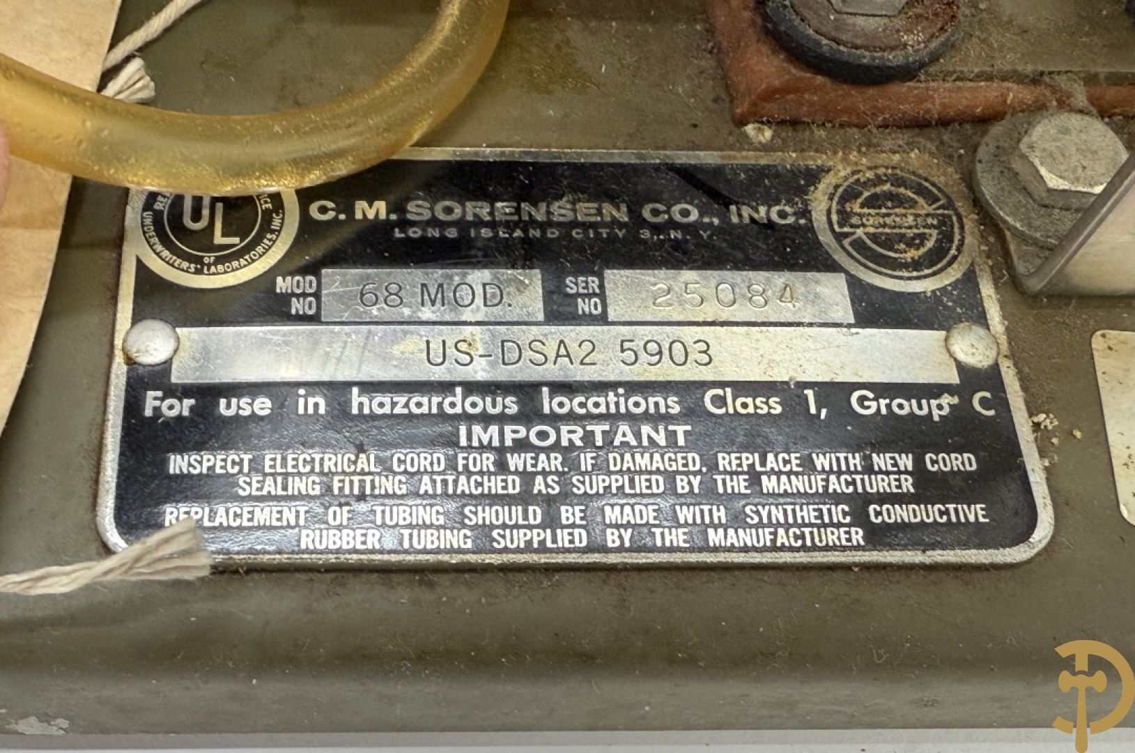 Amerikaans militair toestel, gemerkt C.M. Sorensen,  Co. model 68 - serienummer 25084 - US-DSA2 5903 - in koffer
