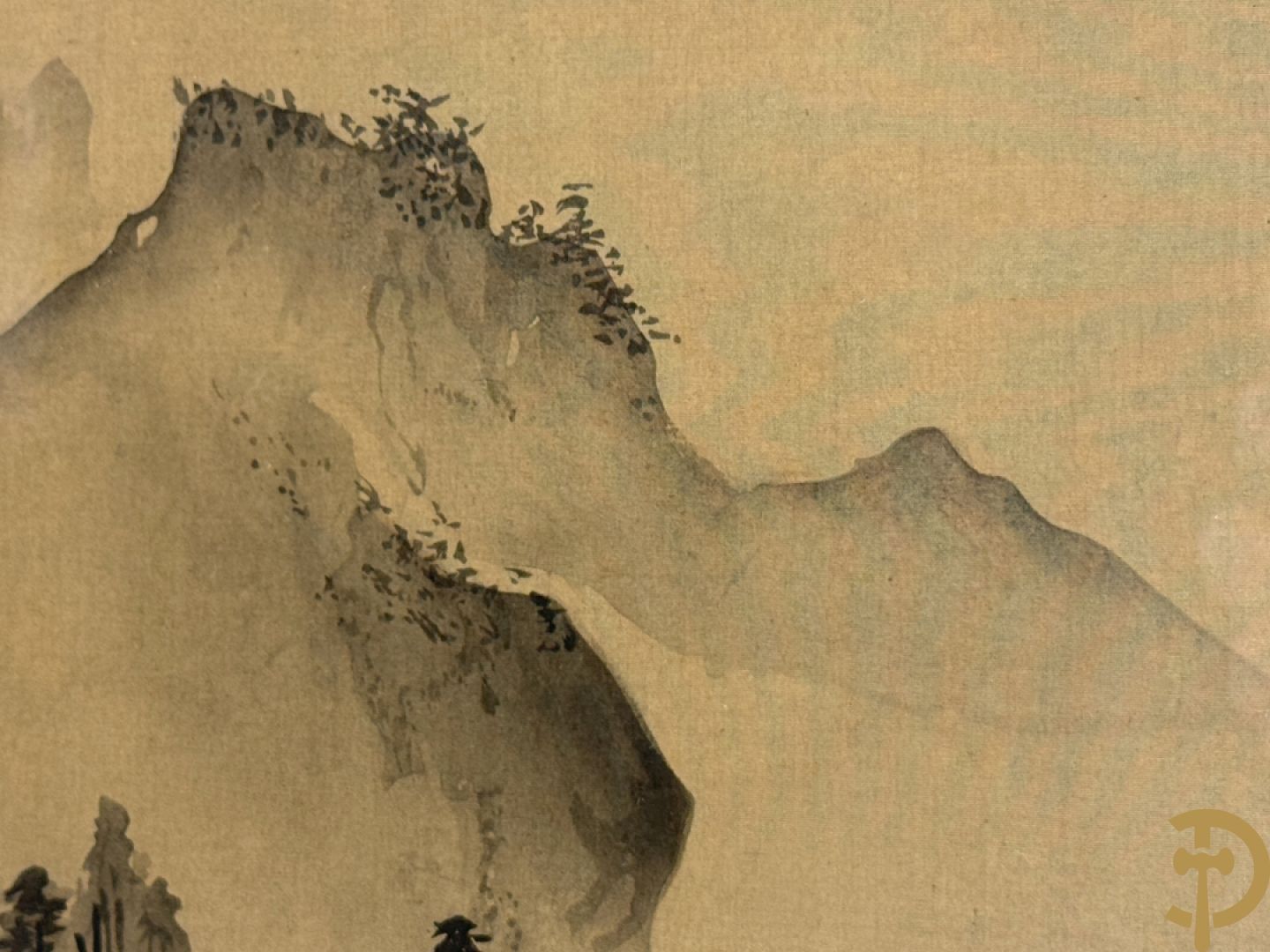 Drie ronde Aziatische zijdeschilderingen + Aziatische zijdeschildering