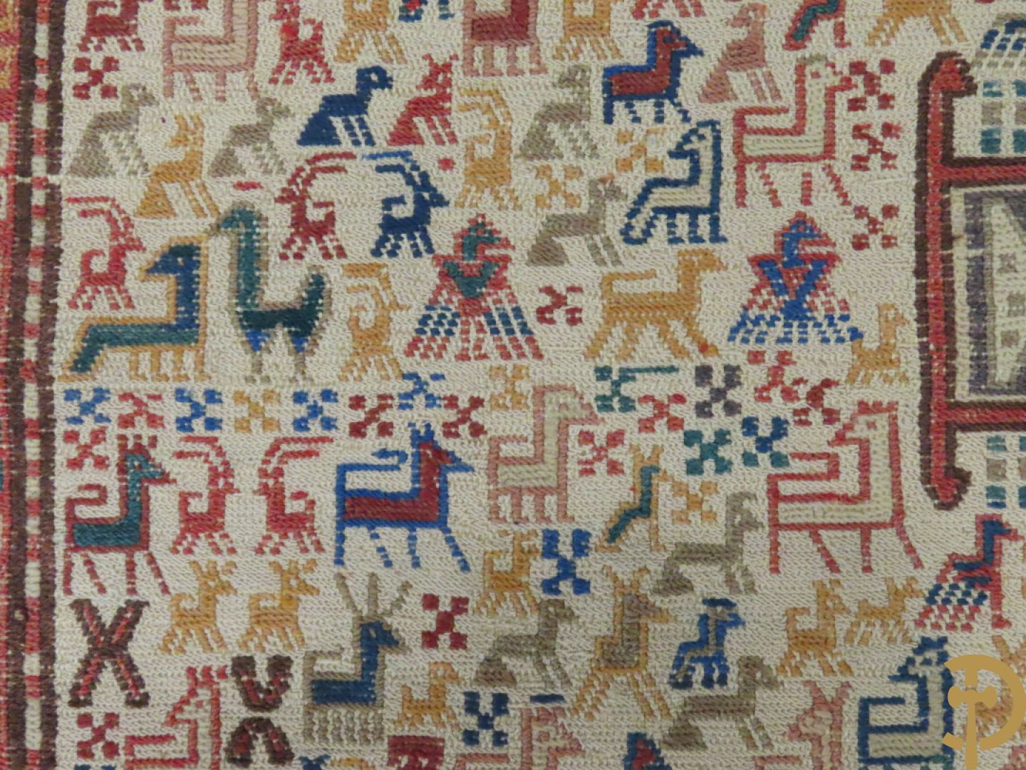 Turkse handgeknoopte Hamadan + oosters handgeknoopt tapijt met dierenmotieven