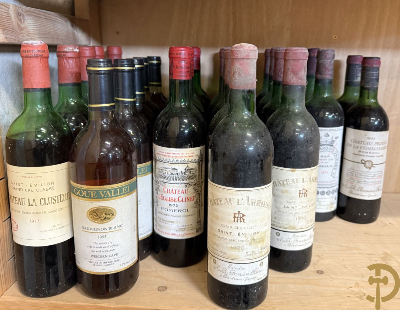 9 flessen Chateau Arrosée, 1970 + 5 flessen Chateau La Clusière, 1977 + 5 flessen Sauvignon Blanc Goue Vallei, 1995 + 4 flessen Chateau l