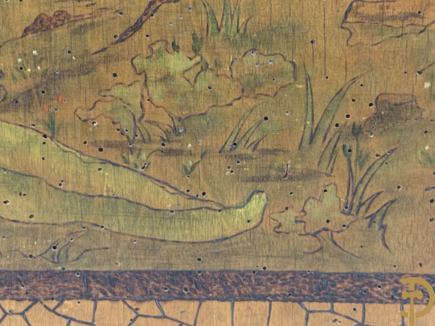 Art Nouveau paneel met pyrografie 