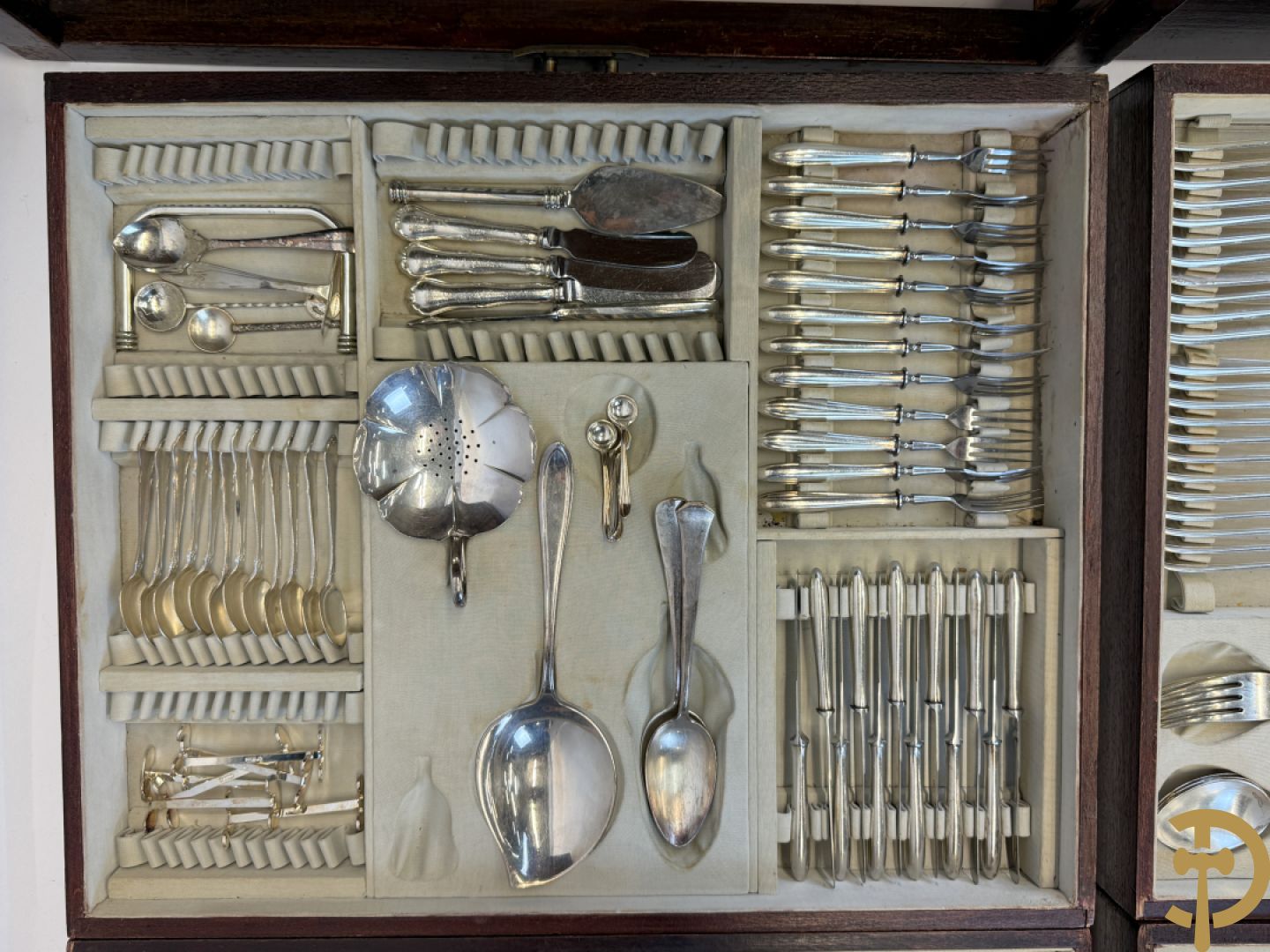 Art deco verzilverd bestek in koffer