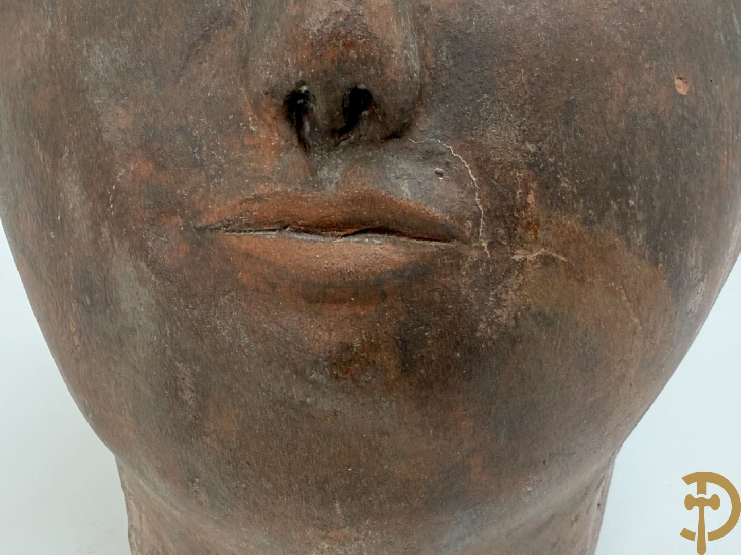 CALUWIER Carlos gestempeld binnenin, paar keramieken hoofden + Handbeschilderde ovale schotel van Caluwier Carlos