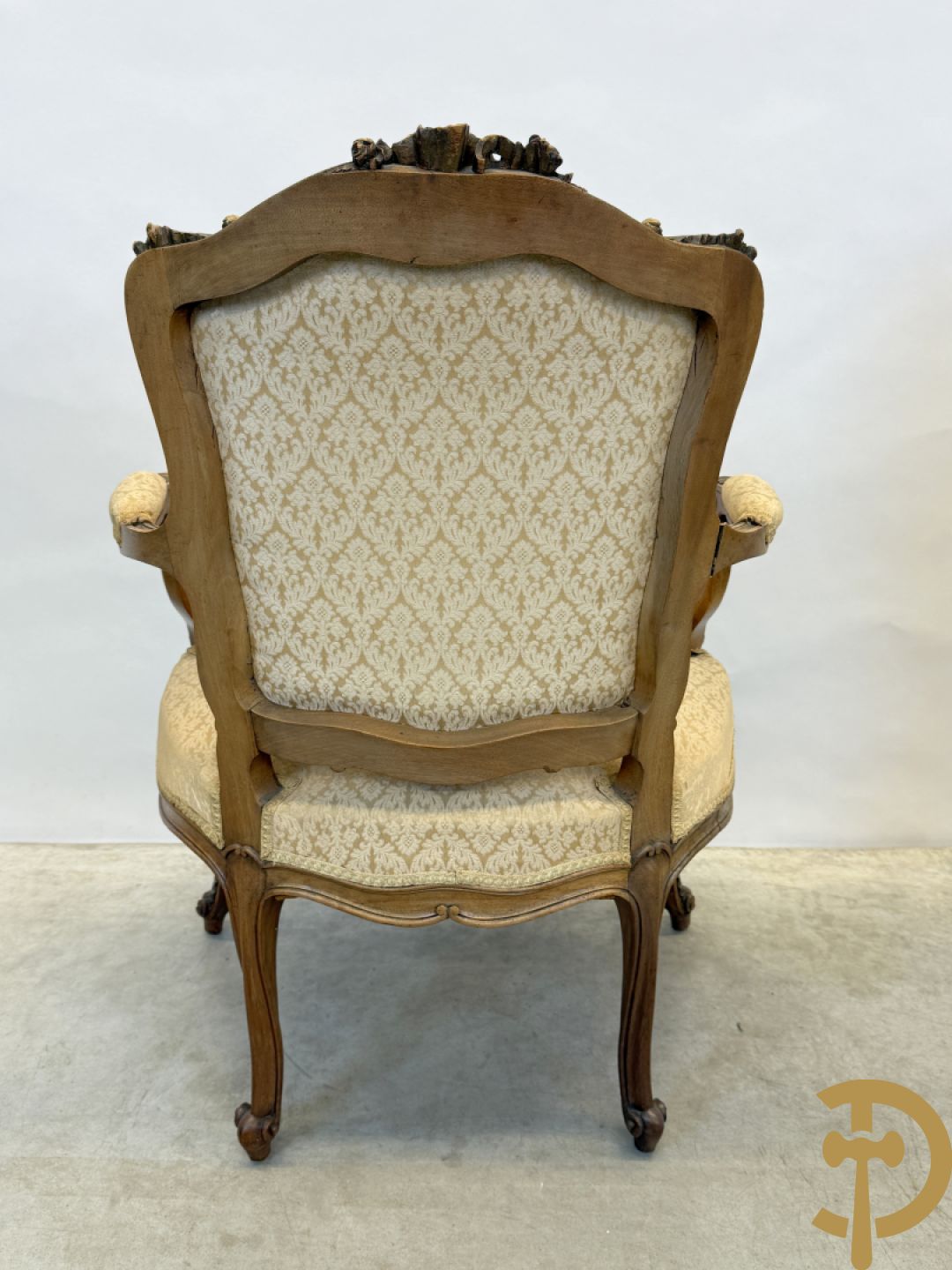 Notelaren Louis XV canapé en 2 armzetels met rocailles