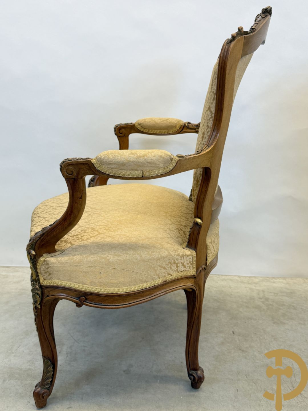 Notelaren Louis XV canapé en 2 armzetels met rocailles