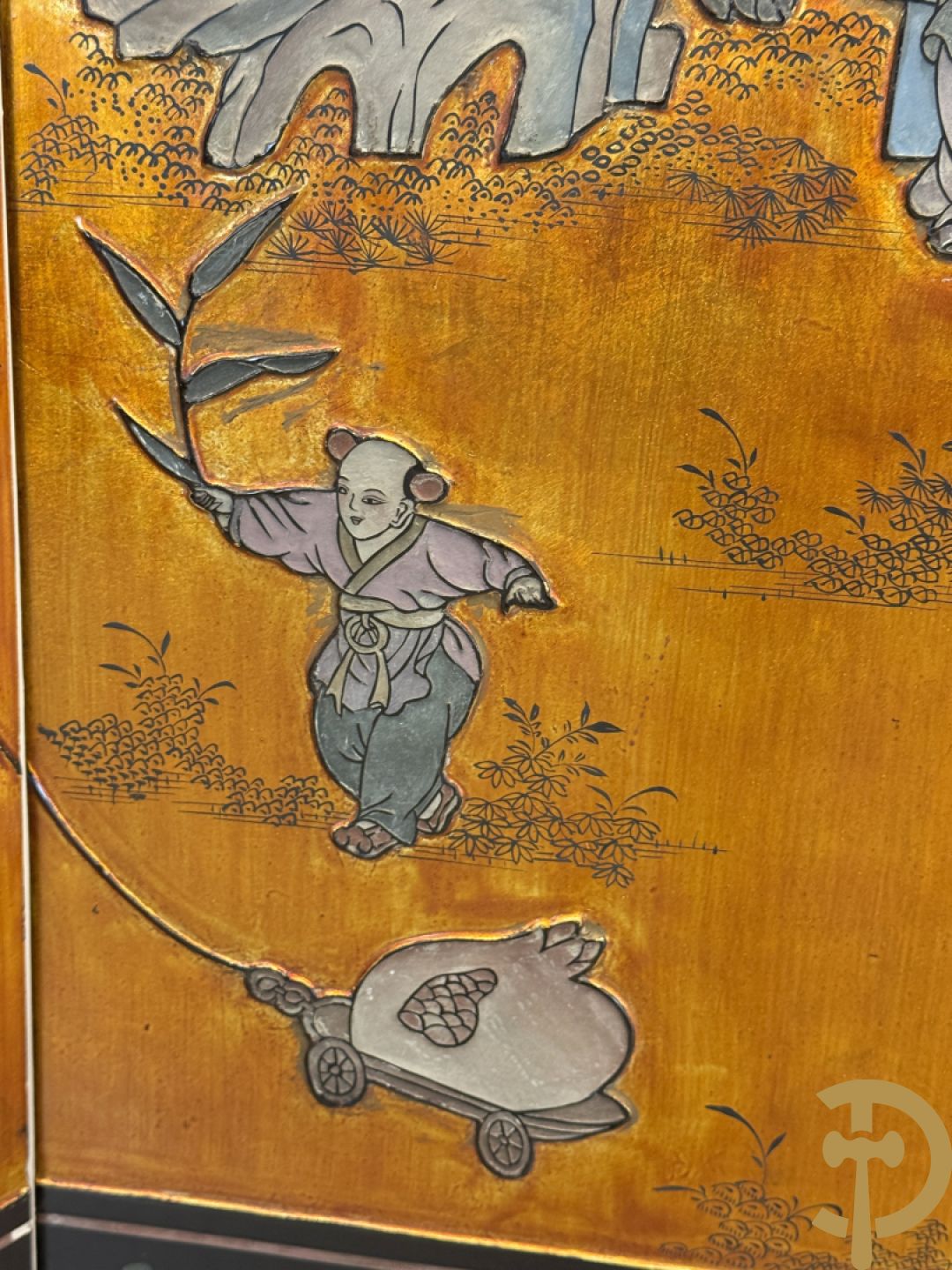 Vierdelige Chinese paravan met landschapsdecor