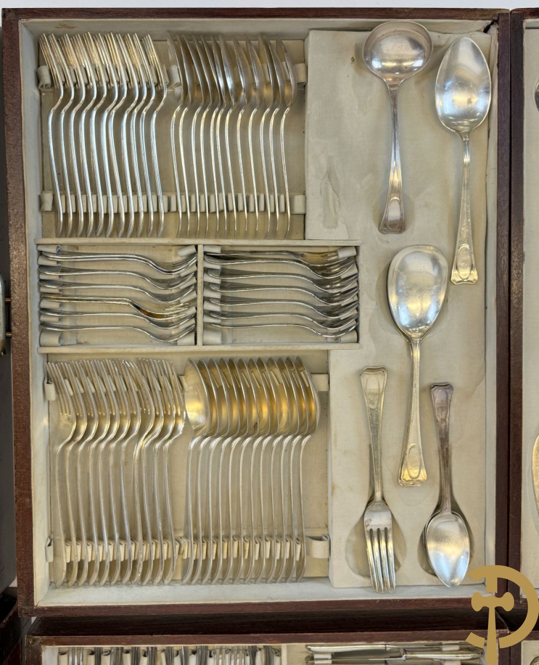 Art deco verzilverd bestek in koffer