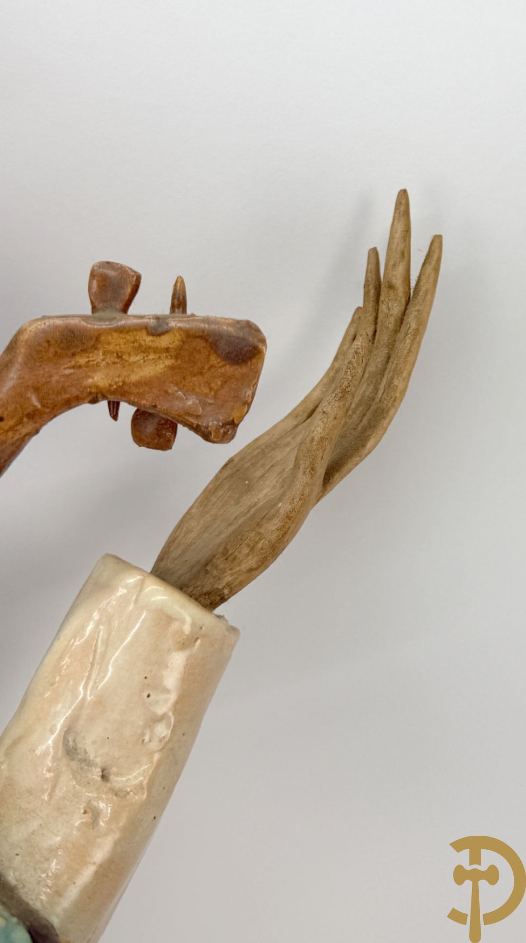 Keramieken troubadour, Italiaans en handgekleurd, Dandoy Gigi getekend, eind jaren 