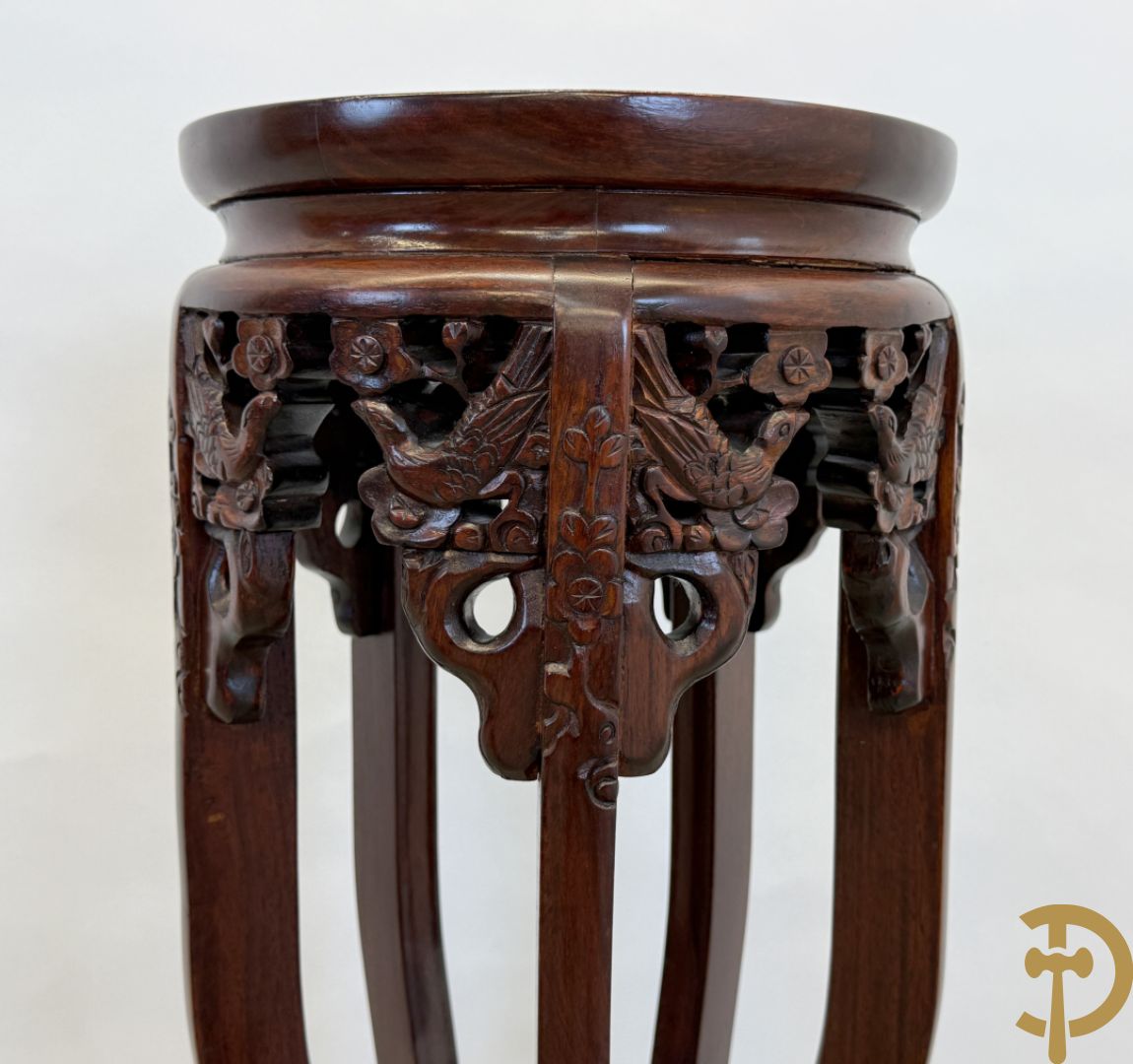 Chinese hardhouten lage sokkel + Chinese hardhouten hoge sokkel op 5 poten + Chinese hardhouten kleine sokkel