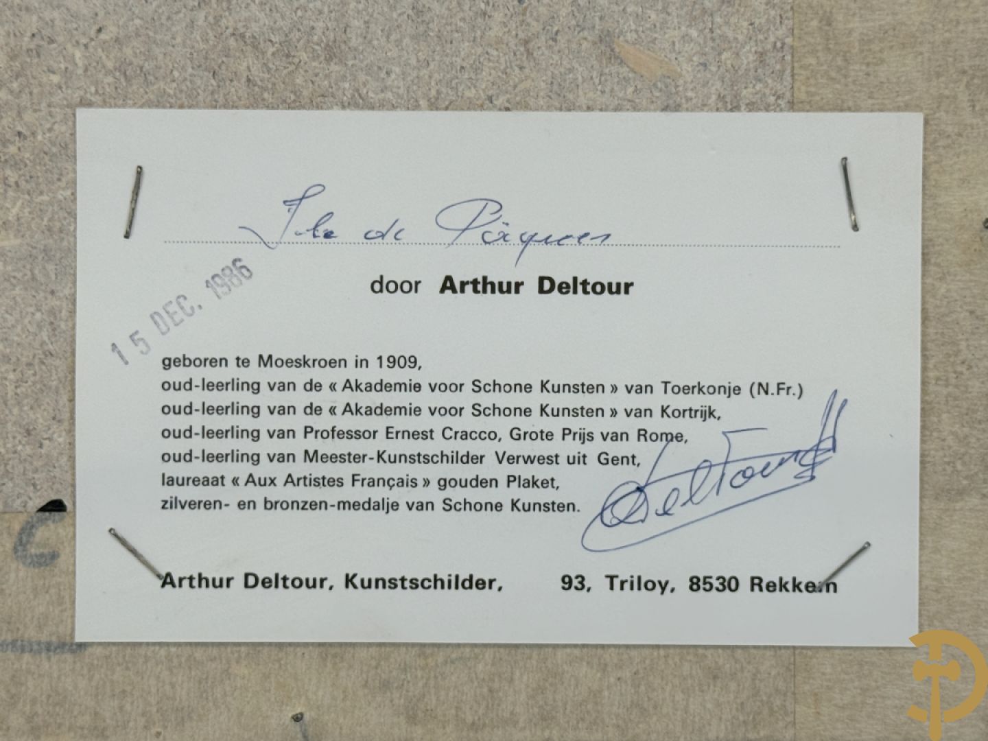 DELTOUR A. (Arthur) getekend 