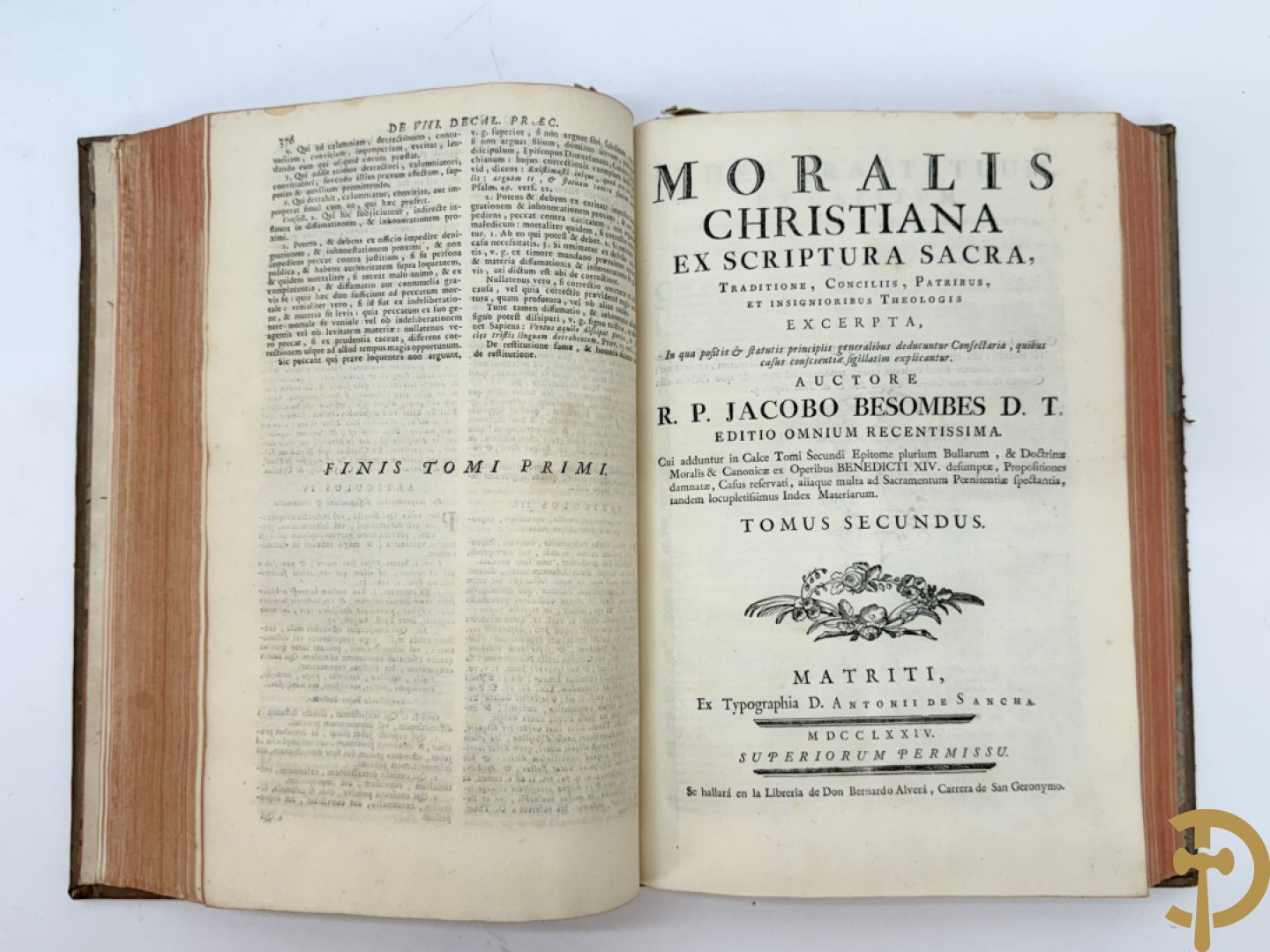 Reeks oude theologische boeken met lederen kaft 17e-18e w.o. Moralis Christiana, Missale Romanum  en Bibliorum Concordantia