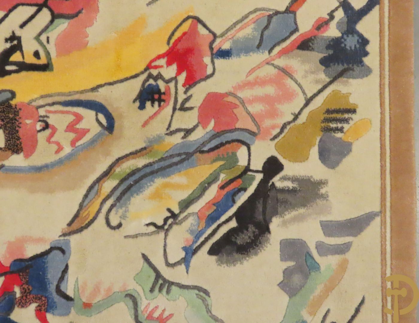 KANDINSKY naar - Oosters handgeknoopt wandtapijt met moderne abstracte figuratie