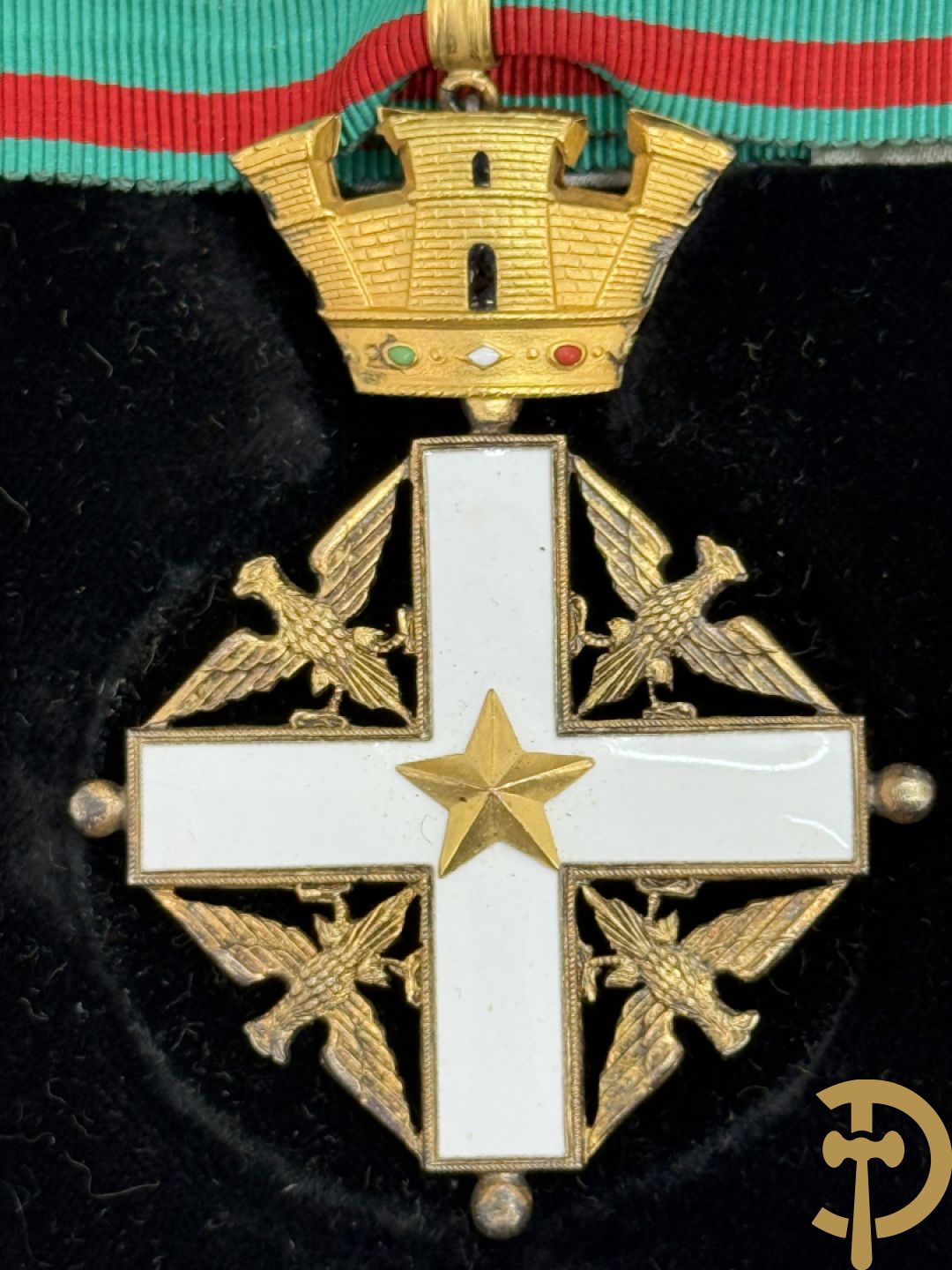 Groot ereteken in schrijn Ordine al Merito della Repubblica Italia Commendatore - met groen/rood lint