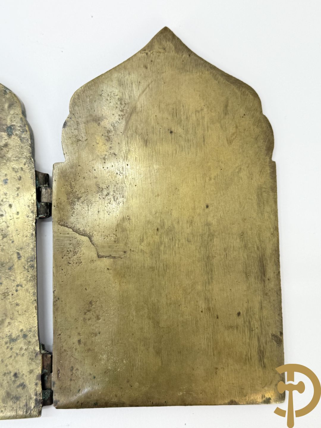 Vierdelige koperen Russische reisikoon + bronzen Neo Gotisch koffertje