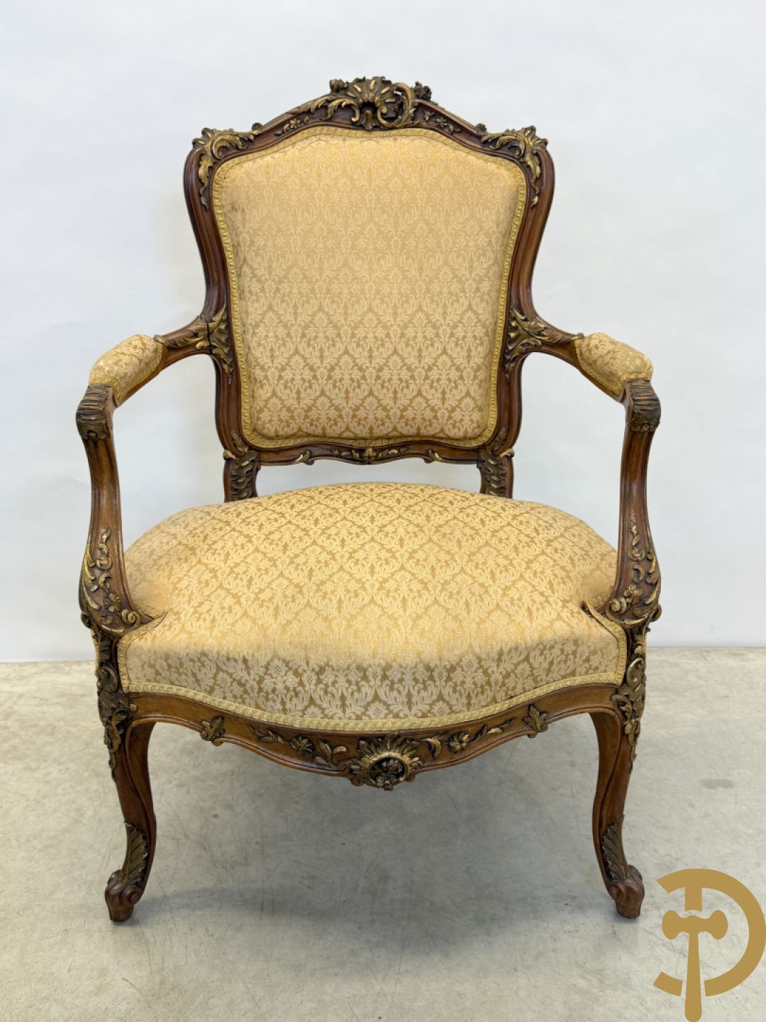 Notelaren Louis XV canapé en 2 armzetels met rocailles