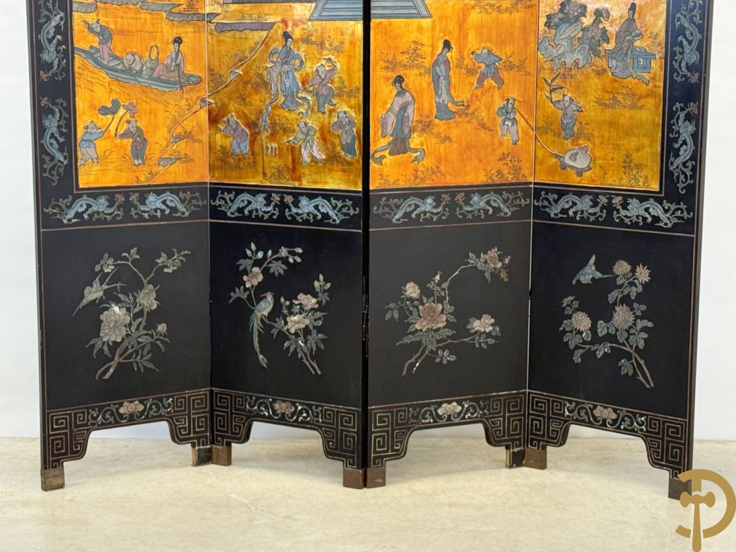 Vierdelige Chinese paravan met landschapsdecor