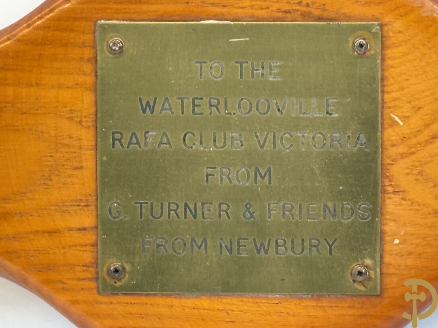 Decoratieve propellor, gemerkt To The Waterlooville Rafa Club Victoria from G. Turner & friends from Newbury