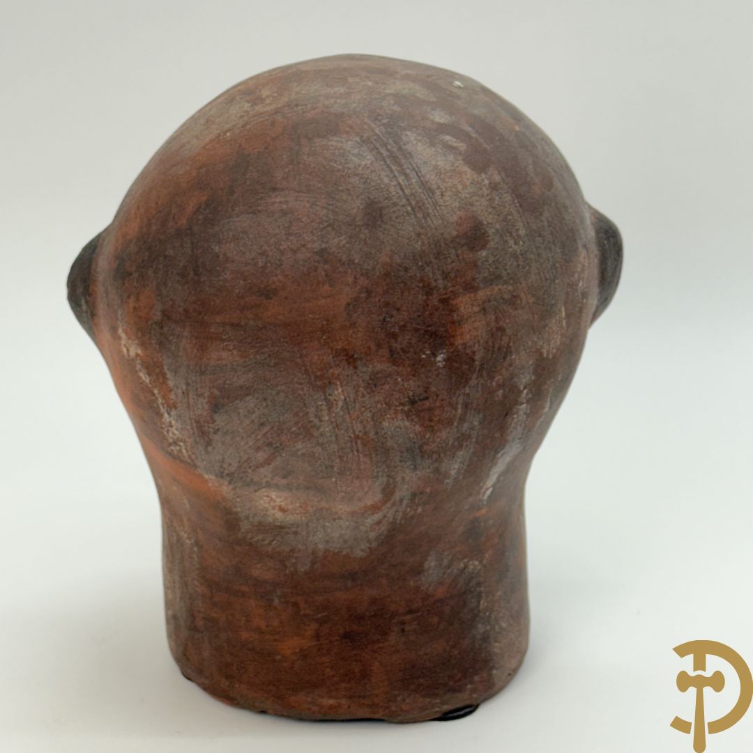 CALUWIER Carlos gestempeld binnenin, paar keramieken hoofden + Handbeschilderde ovale schotel van Caluwier Carlos