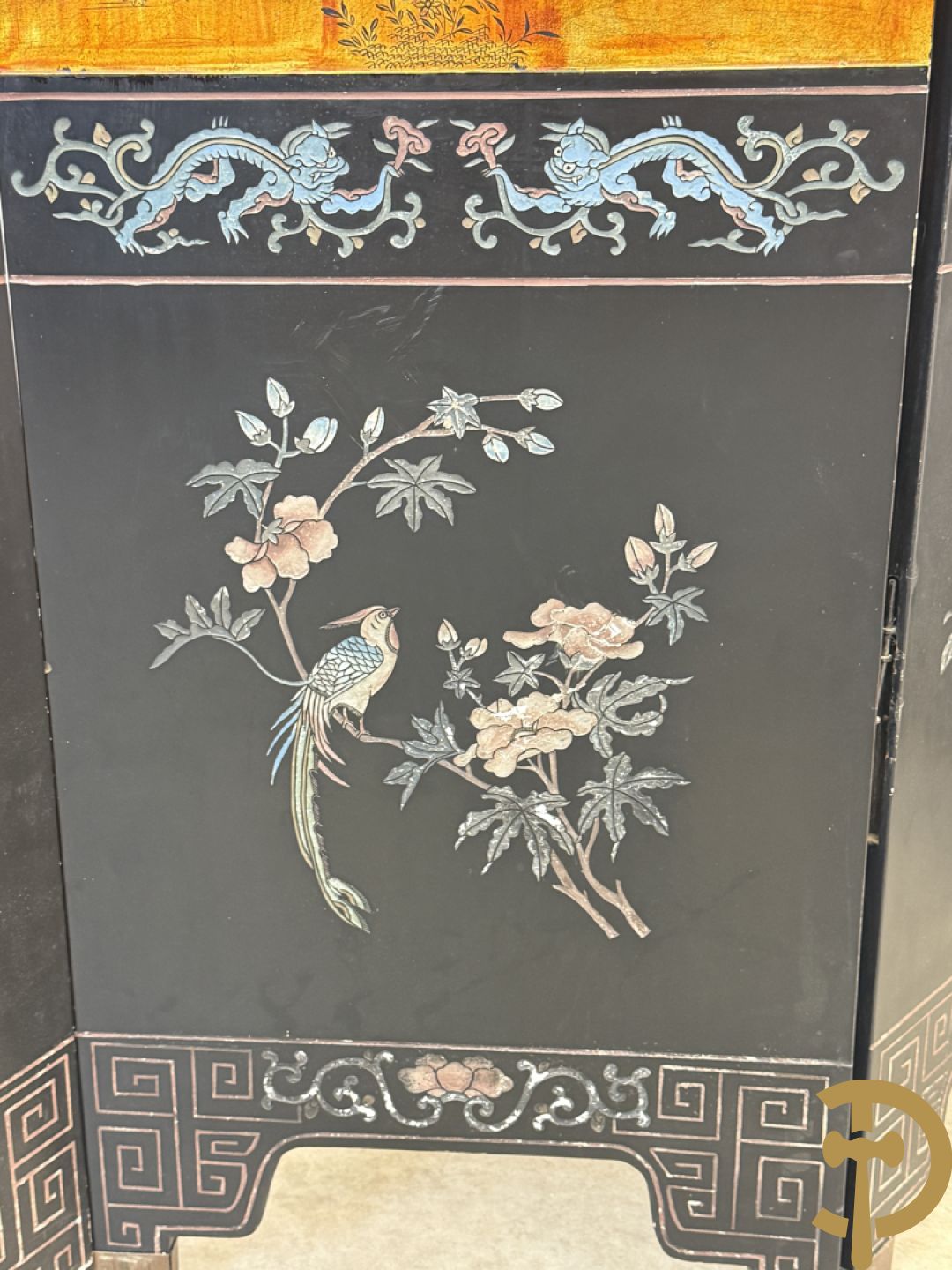 Vierdelige Chinese paravan met landschapsdecor