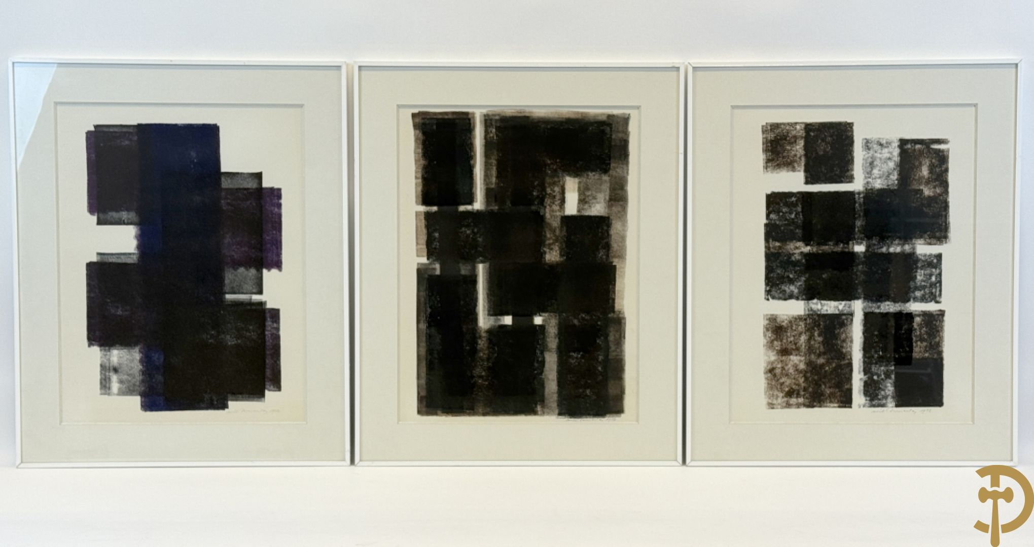 VERMEULEN NOËL getekend 1982 - drieluik acrylverf op papier