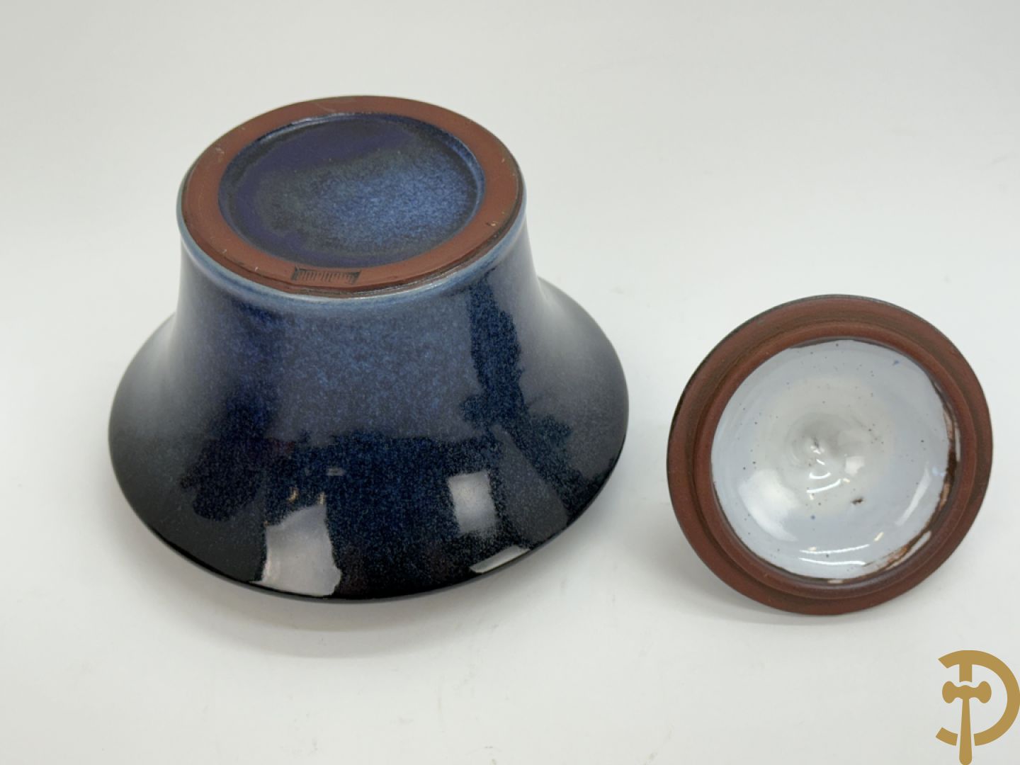 Vintage keramieken dekselpotiche van Amphora, schaal Perignem, Goud dekselpotiche, Flora Holland kaarsenhouder, zeepaard en vliegende heks