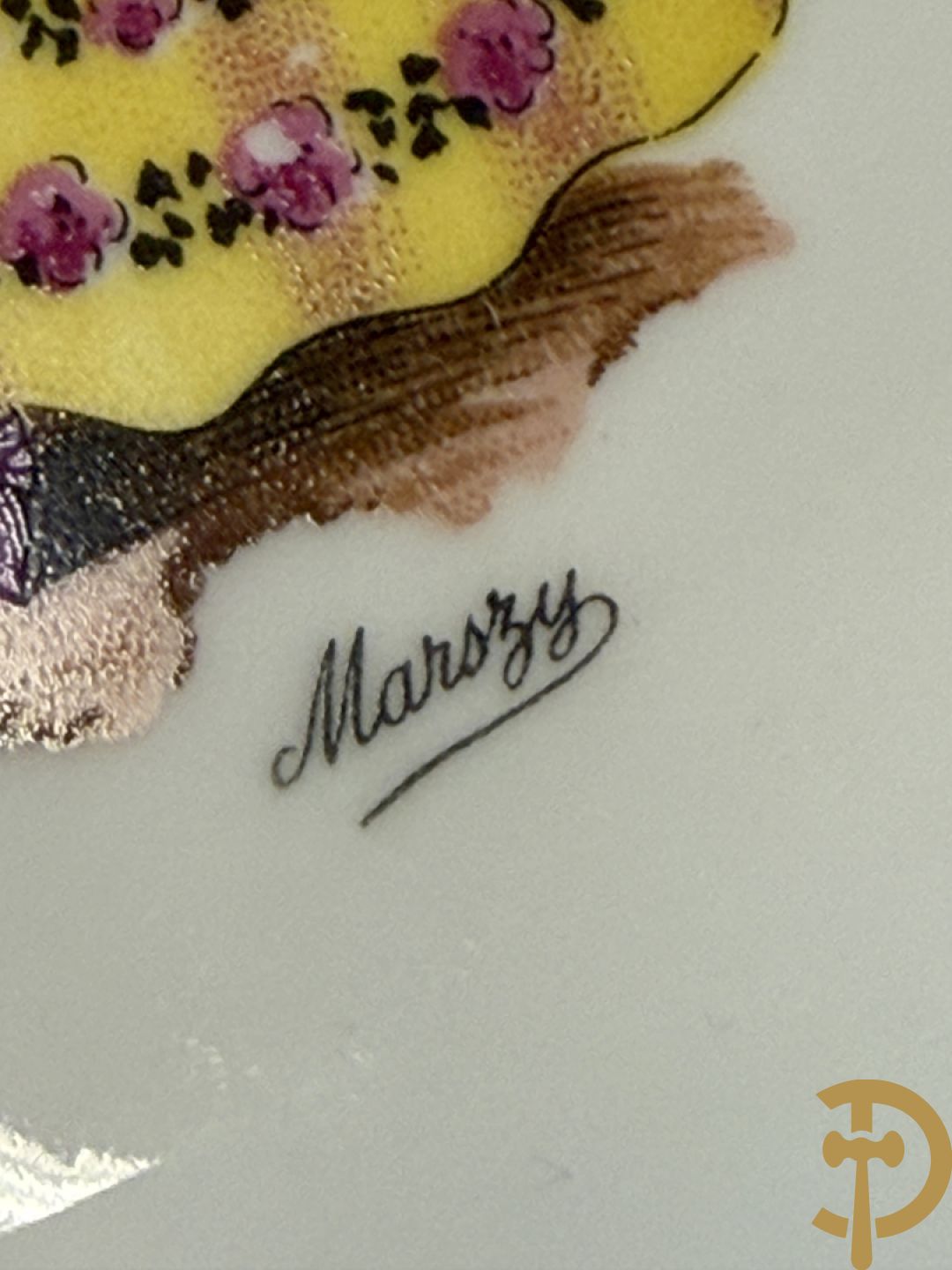 Porseleinen eet- en koffieservies met decor van elegant koppel, Limoges gemerkt