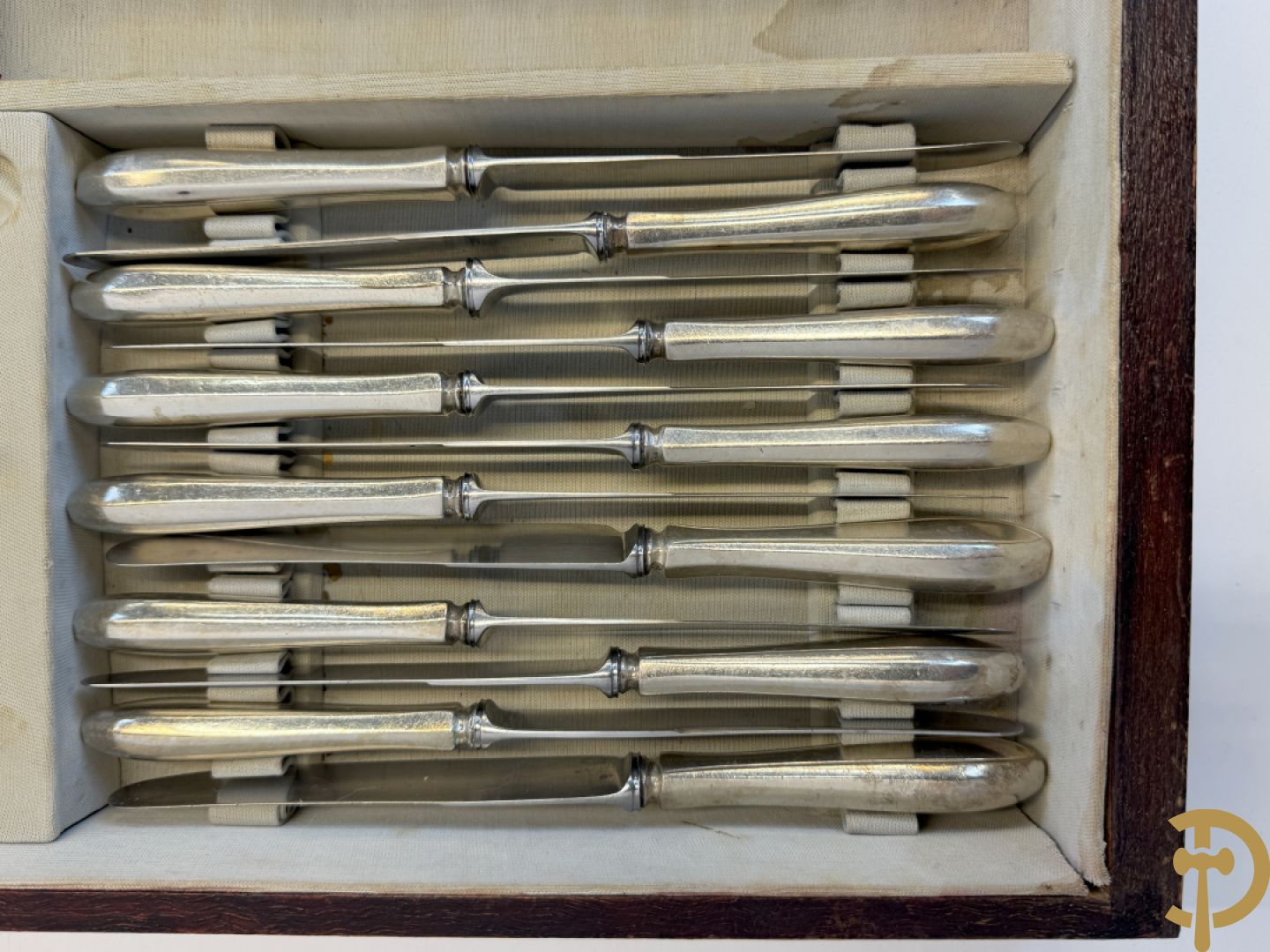 Art deco verzilverd bestek in koffer