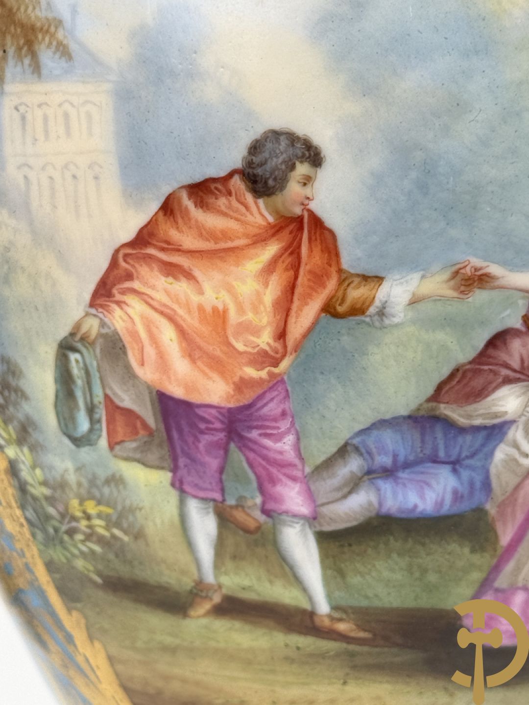 Driedelige bronzen Franse garnituur bezet met cupido