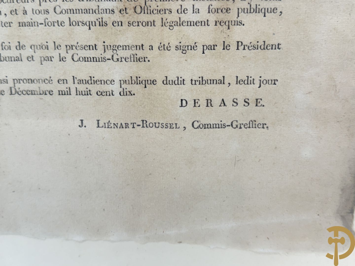 Antiek document uit de Empire periode 