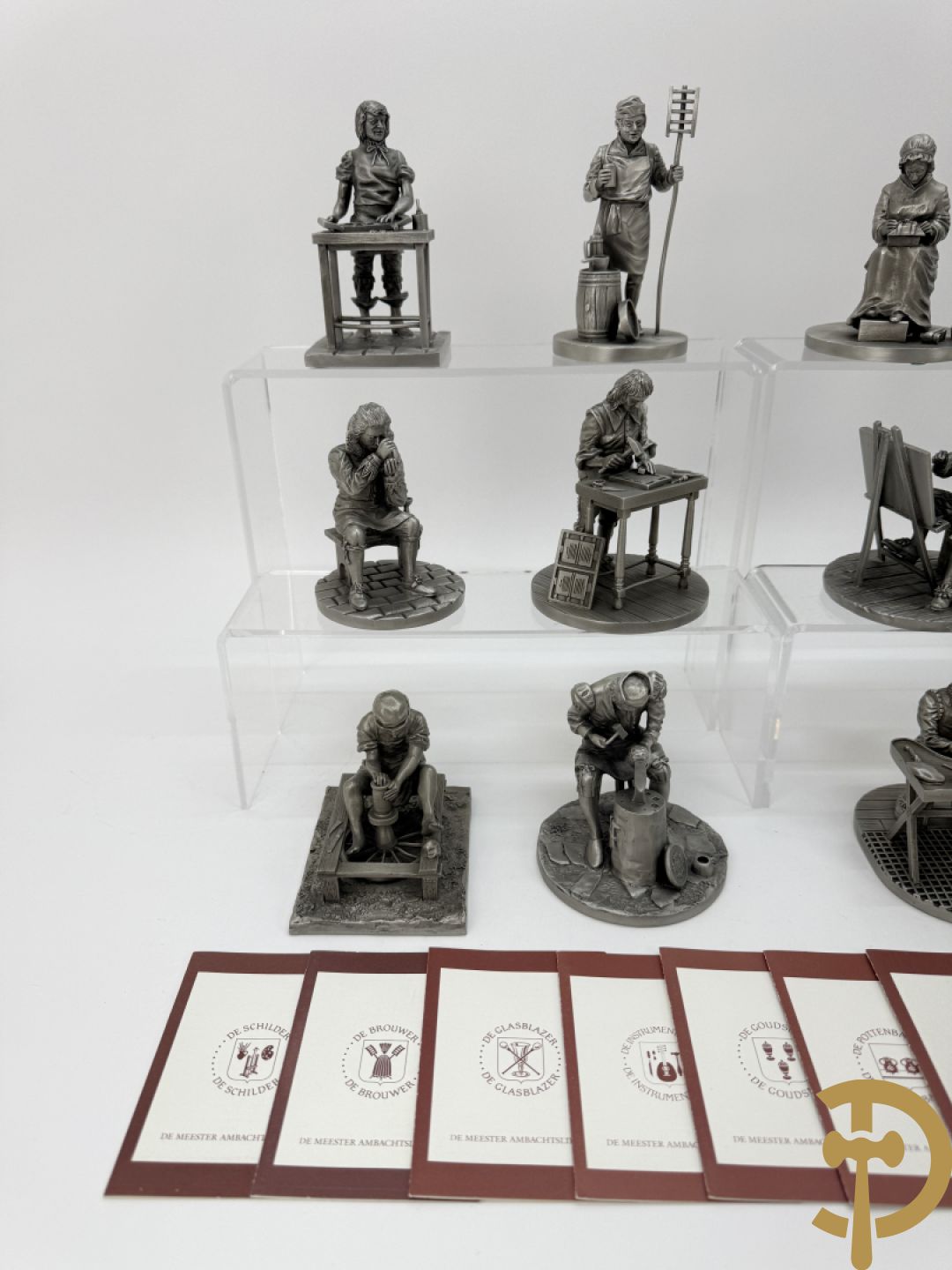 Twaalf tinnen ambachten, gestempeld van Franklin Mint