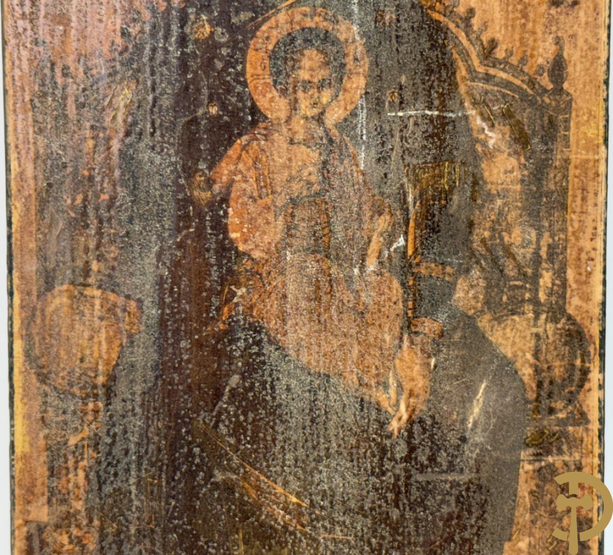 Ikoon met voorstelling van Madonna met kind + ikoon met voorstelling van engel Gabriël