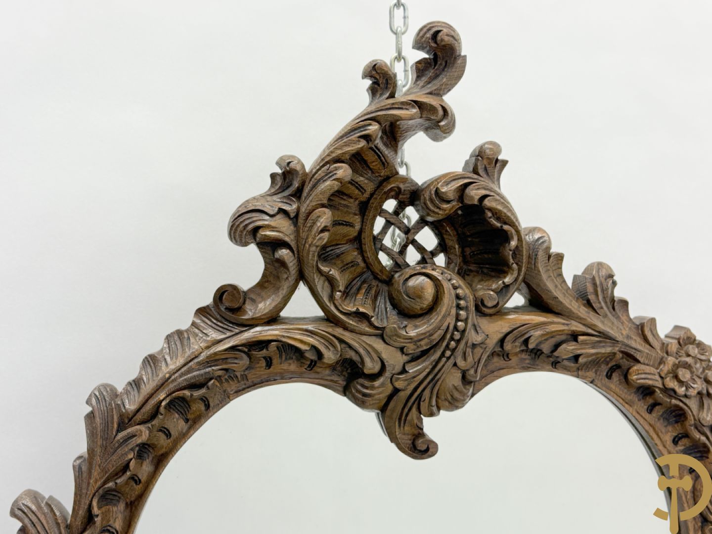 Eiken Louis XV spiegel met rocailles bezet