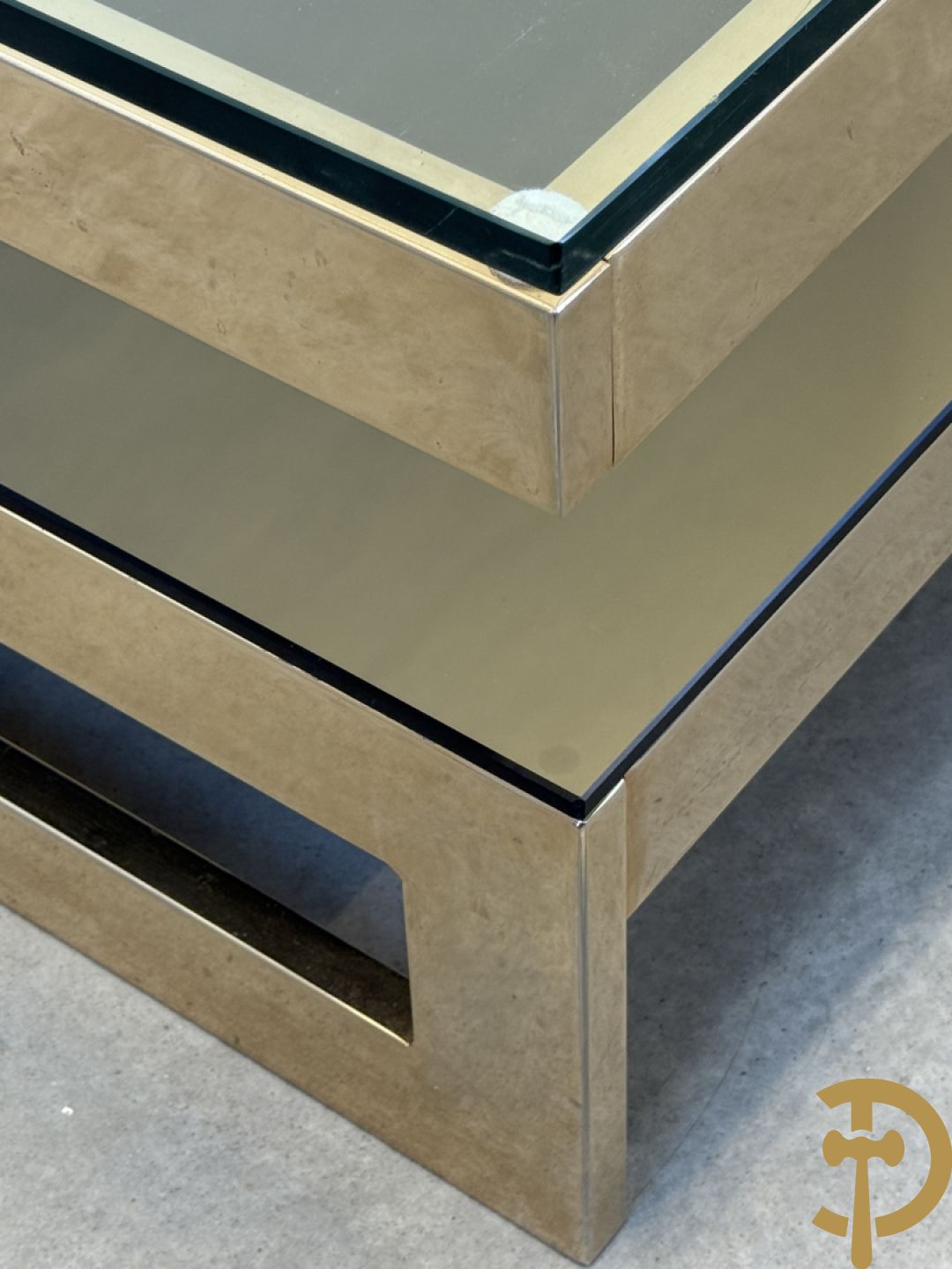 Koperen Belgochrome salontafel, G-form