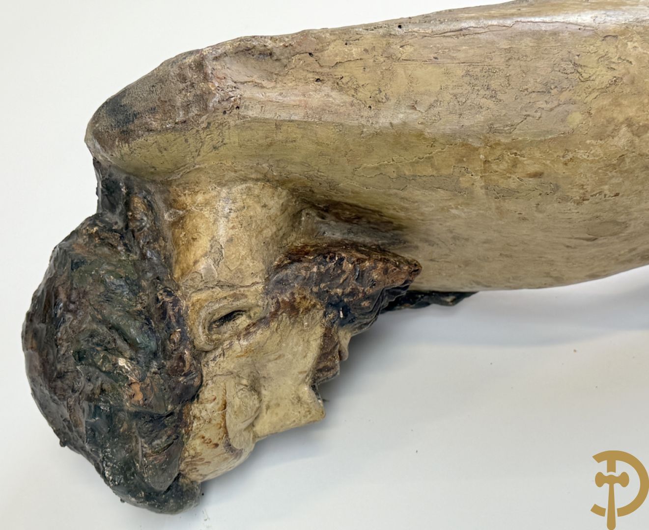 Antieke houtgesculpteerde gepolychromeerde Christus met lenden doek, zonder armen, 16e-17e ?