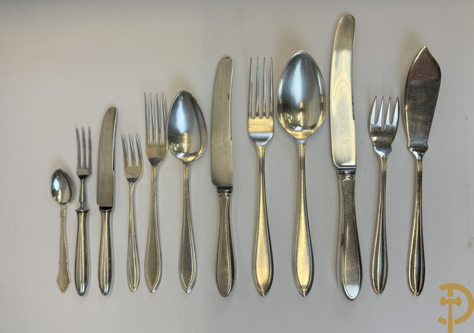 Art deco verzilverd bestek in koffer