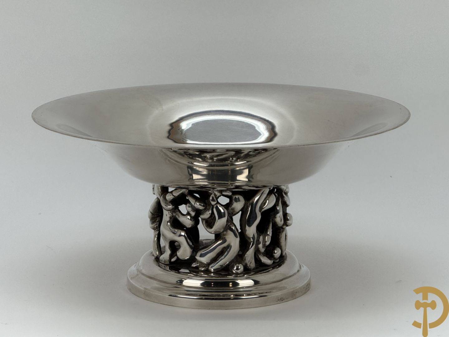 Verzilverde siercoupe, ontwerper Jean Boggio pour Roux-Marquiand - met bijhorende doos