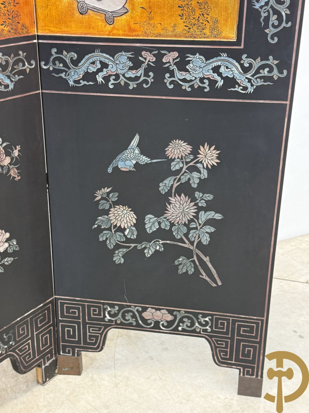 Vierdelige Chinese paravan met landschapsdecor