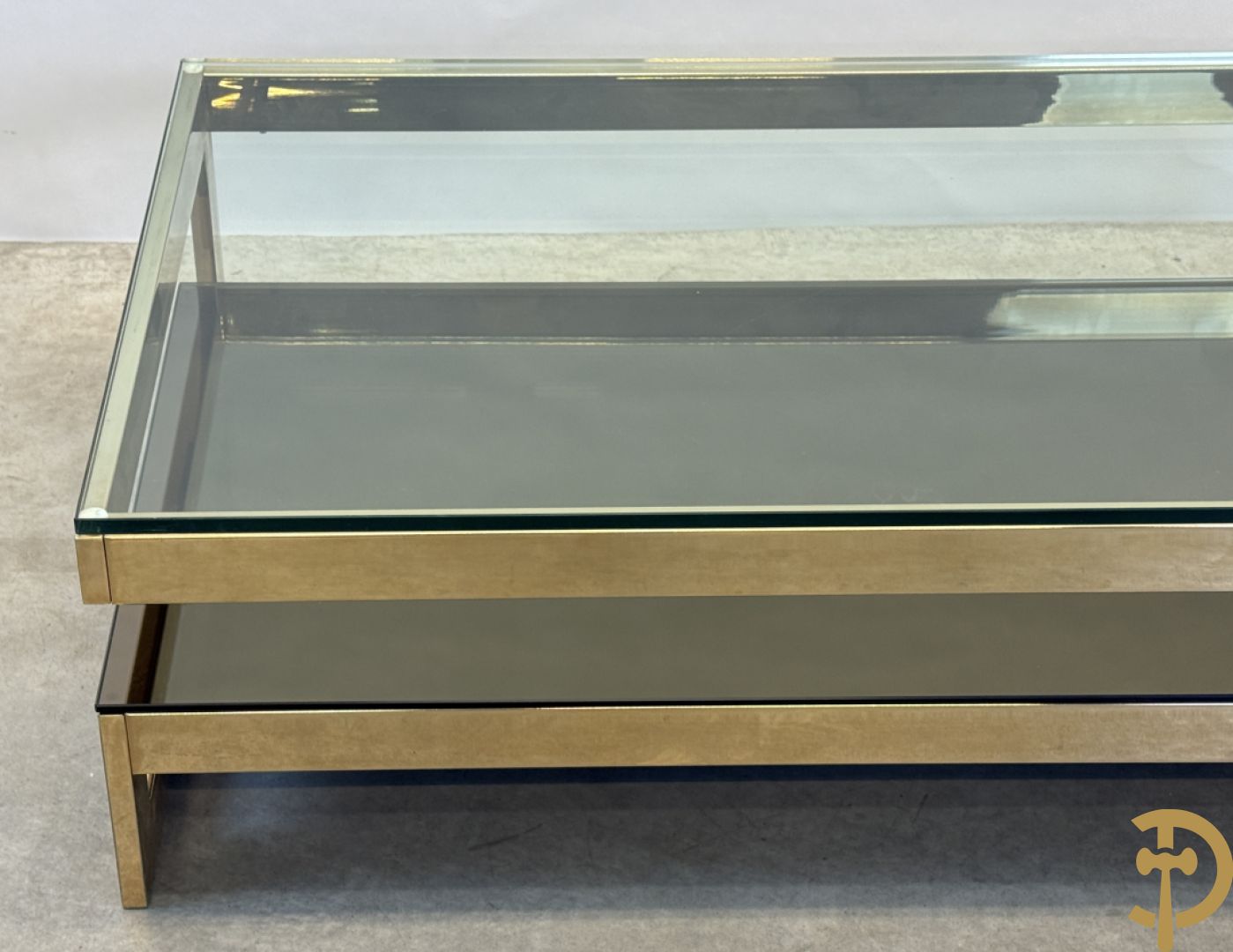 Koperen Belgochrome salontafel, G-form