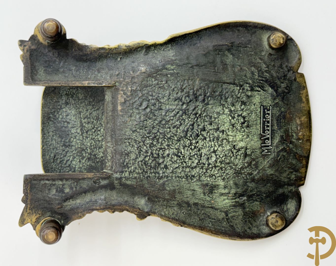 LE VERRIER M. getekend - Bronzen bureau ornament van Maison Leroi met blazoen van Franse lelies