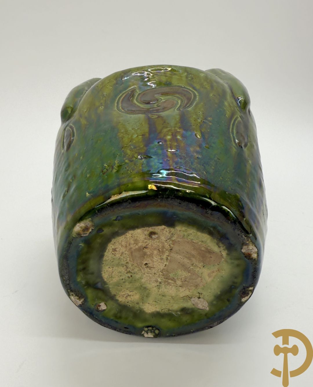 Drie Vlaams aardwerken vazen + Vlaams aardewerken tabakspot - VH gemonogrammeerd (Van Humskerk H.)