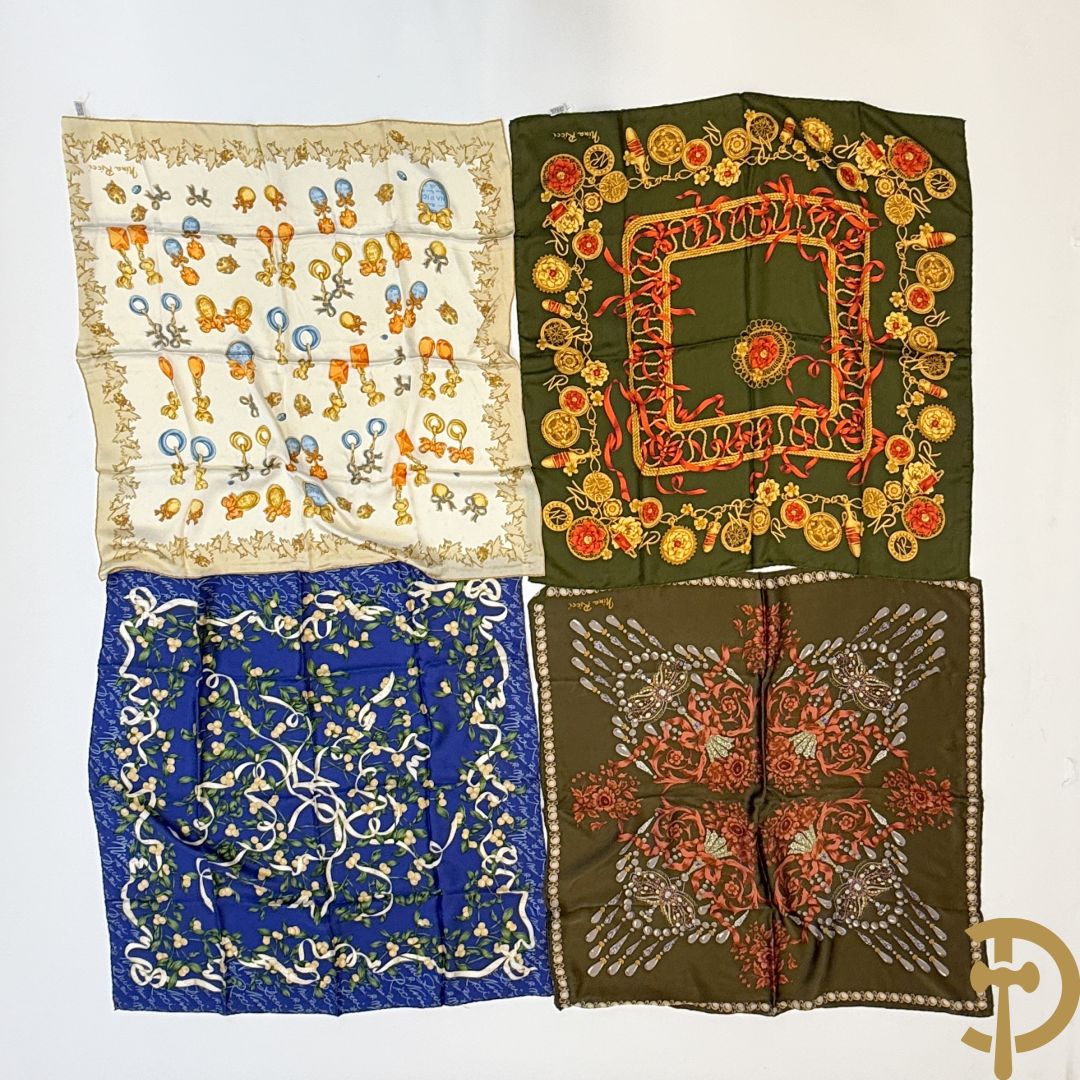 Vier foulards Nina Ricci (nooit gedragen komt uit winkel restant)