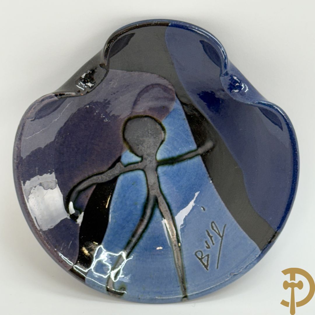 Vijf keramieken schaaltjes, expressionistische stijl, BUXO getekend