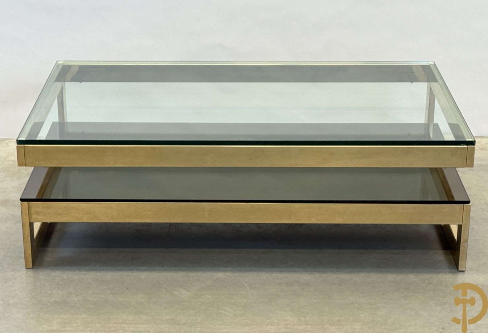 Koperen Belgochrome salontafel, G-form