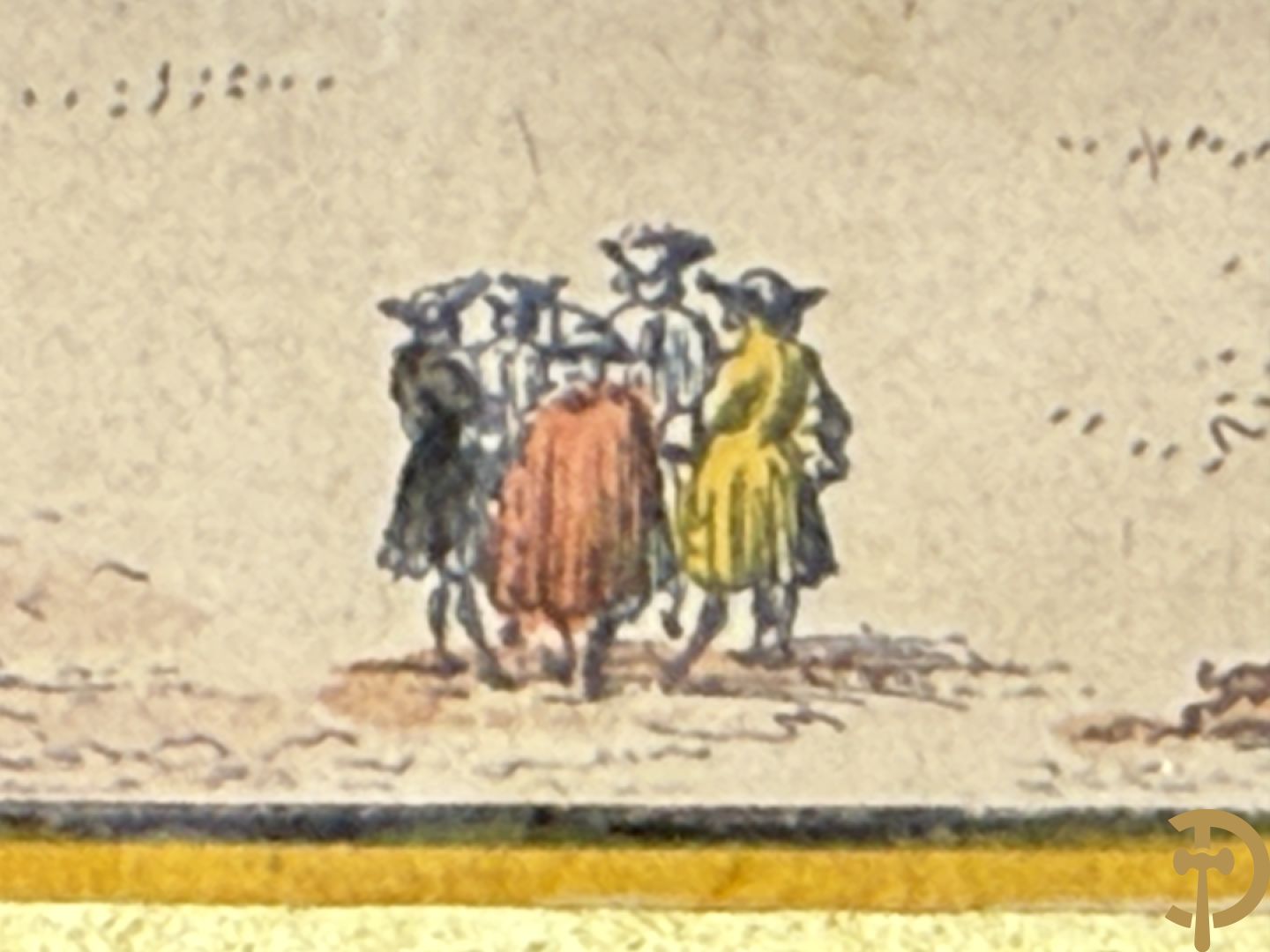 Handgekleurde kopergravure van de Kouter Gent uit Sanderus + handgekleurde kopergravure van Gravensteen uit Sanderus